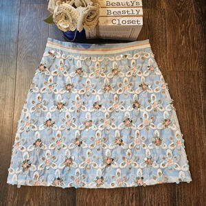 Maeve by Anthropologie Sky Blue Persephone Bead Embellished Mini Skirt 2